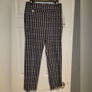 Stylish Women's Navy and White And Tan Patterned Cropped Pants NWT
